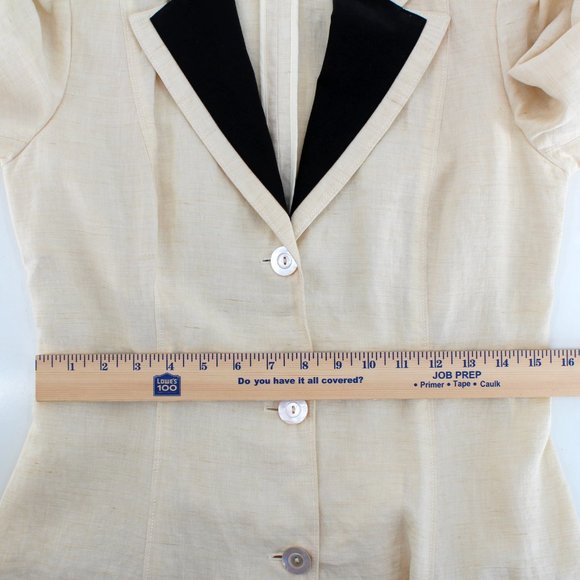 VTG Ralph Lauren Linen Victorian Walking Coat Puff Sleeve MOP Buttons Long 6 - Picture 10 of 16